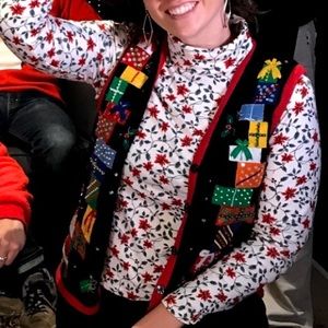 Tacky Christmas Poinsettia Turtleneck